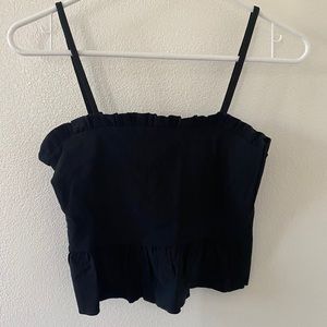 Boohoo Black Crop Tank with Bottom Flare